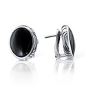 Серьги,Серебро,с вставкой Агат натуральный Черная цвета,с замком Английский,РОССИЯ