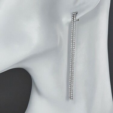 Серебряные серьги дорожки с цирконием, родий