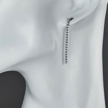 Серебряные серьги пусеты с дорожками из циркониев, родий