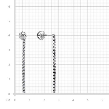 Серебряные серьги пусеты с дорожками из циркониев, родий