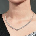 Цепочка на шею,Колье,Серебро,с вставкой Цирконий кубический Белая цвета,с замком Карабинный,КИТАЙ