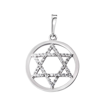 Подвеска серебряная звезда Давида в круге с фианитами (Магендавид)