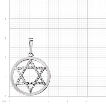 Подвеска серебряная звезда Давида в круге с фианитами (Магендавид)