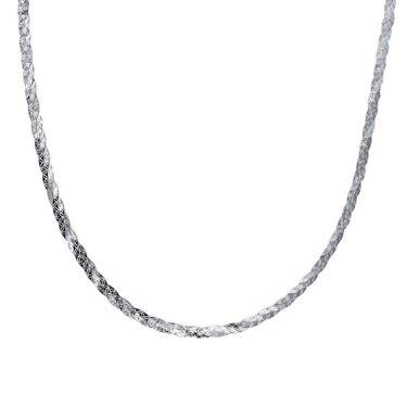 Серебряная женская цепочка "Плетенка",  ширина 5 мм, родирование