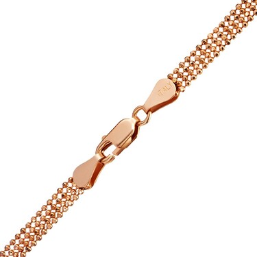 Серебряная женская 4-рядная цепь Перлина, позолота