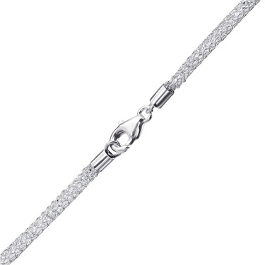 Серебряное колье с дорожкой из камней, вставка цирконий кубический, родирование