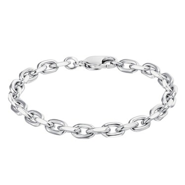 Серебряный мужской браслет,плетения Якорное,родирование, ширина 6.2мм