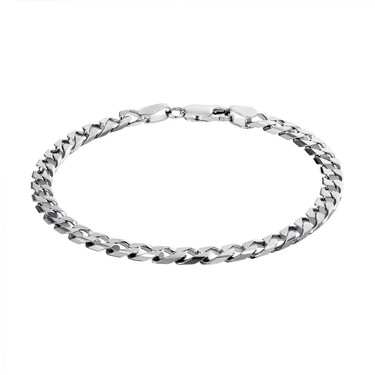Серебряный мужской браслет, плетение Панцирное, родирование, ширина 5.2 мм