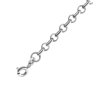 Серебряный женский браслет, плетение Ролло / Шопард / Бельцер, родирование ширина 4 мм