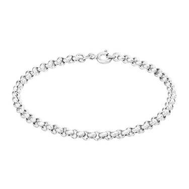 Серебряный женский браслет, плетение Ролло / Шопард / Бельцер, родирование ширина 3.5 мм