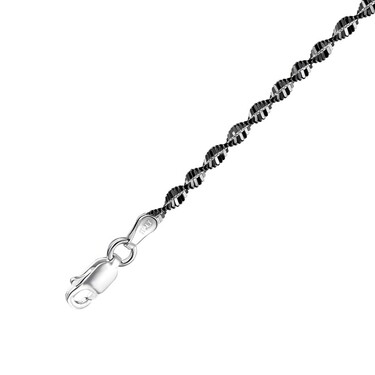 Серебряный женский браслет, плетение Сингапур, оксидирование, ширина 2,5 мм