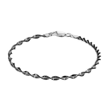 Серебряный женский браслет, плетение Сингапур, оксидирование, ширина 2,5 мм