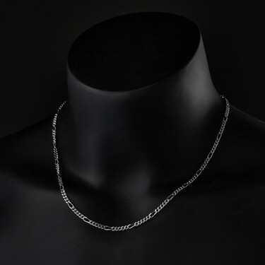 Серебряная цепь , плетение Картье, родирование, ширина 3,5 мм