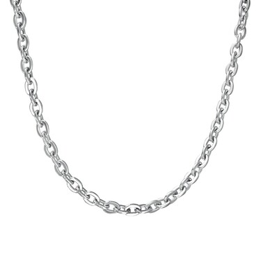 Серебряная цепь мужская, плетение Якорь, родирование, ширина 6,5 мм