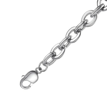 Серебряная цепь мужская, плетение Якорь, родирование, ширина 1 см