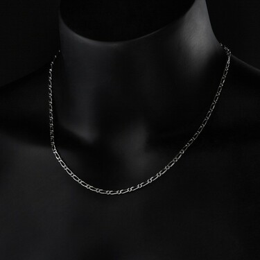 Серебряная цепь , плетение Картье, родирование, ширина 3 мм