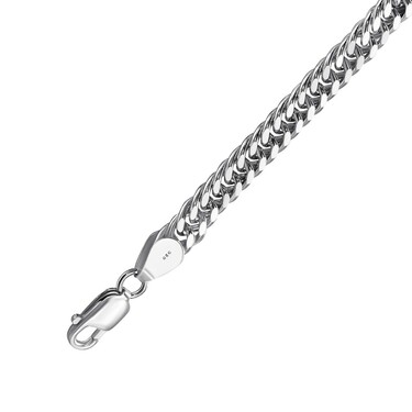 Серебряная цепь, плетение Панцирь, родирование, ширина 6 мм