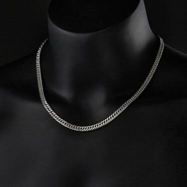 Серебряная цепь , плетение Панцирь, родирование, ширина 6 мм