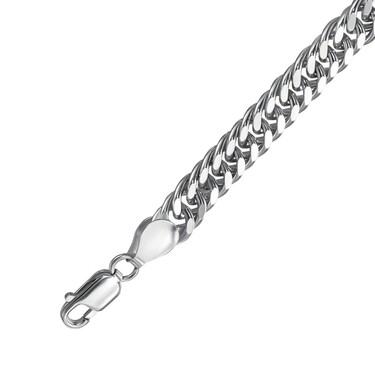 Серебряная цепь, плетение Панцирь, родирование, ширина 7.5 мм