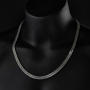 Серебряная цепь, плетение Панцирь, родирование, ширина 7.5 мм