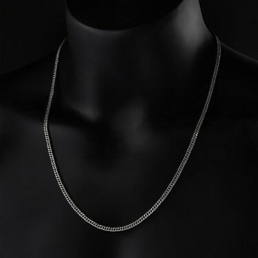 Серебряная цепь, плетение Панцирь, родирование, ширина 3.5 мм