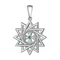 подвеска,амулет,Медальон,Оберег,Талисман,Кулон,Серебро,с вставкой Фианит Зеленая цвета,РОССИЯ