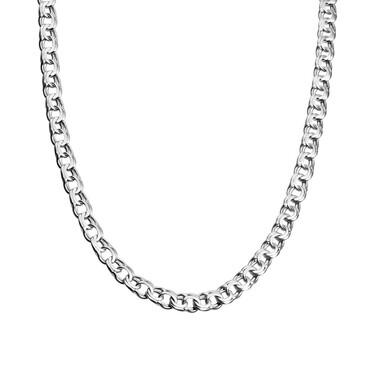 Серебряная цепь, плетение бисмарк, родирование. ширина 6 мм