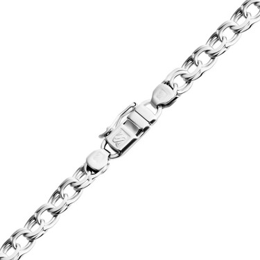 Серебряная цепь, плетение бисмарк, родирование. ширина 6 мм