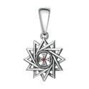 Серебряная двусторонняя подвеска  подвеска,амулет,Медальон,Оберег,Талисман,Кулон,Серебро,с вставкой Фианит Красная цвета,РОССИЯ