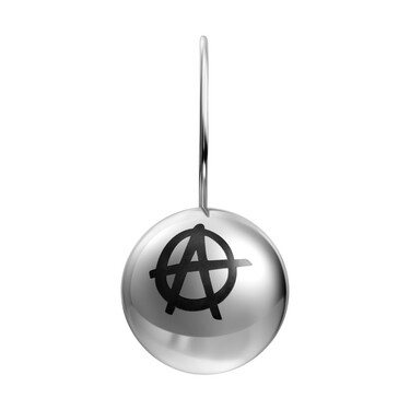 Серебряная моно серьга шар "Анархия", родий и нано-керамика