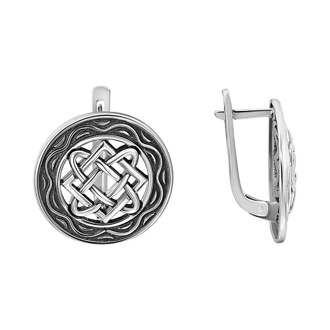 Серебряные круглые серьги Серьги,Серебро,с вставкой Без вставок,с замком Английский,РОССИЯ