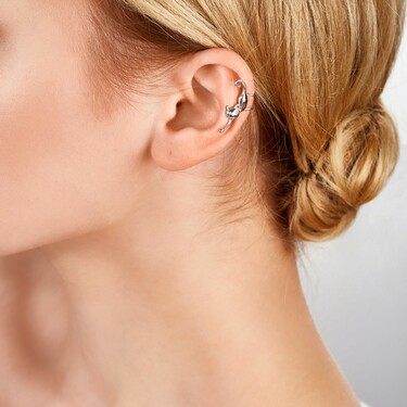 Серебряная моно серьга каффа 