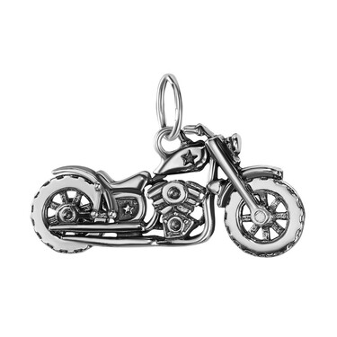 Серебряная подвеска "Мотоцикл", чернение