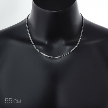 Серебряная цепь, плетение Панцирь, родий, ширина 3мм