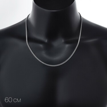 Серебряная цепь, плетение Панцирь, родий, ширина 3мм