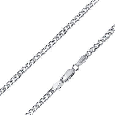 Серебряная цепь, плетение Панцирь, родий, ширина 3мм