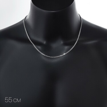 Серебряная цепь, плетение Панцирь, родирование, ширина 2,5мм