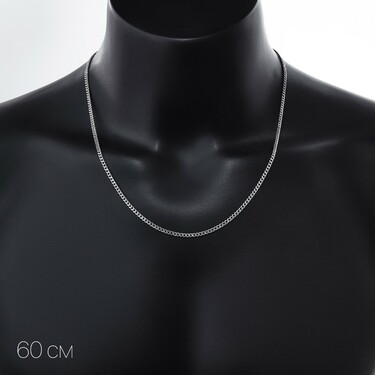 Серебряная цепь, плетение Панцирь, родирование, ширина 2,5мм