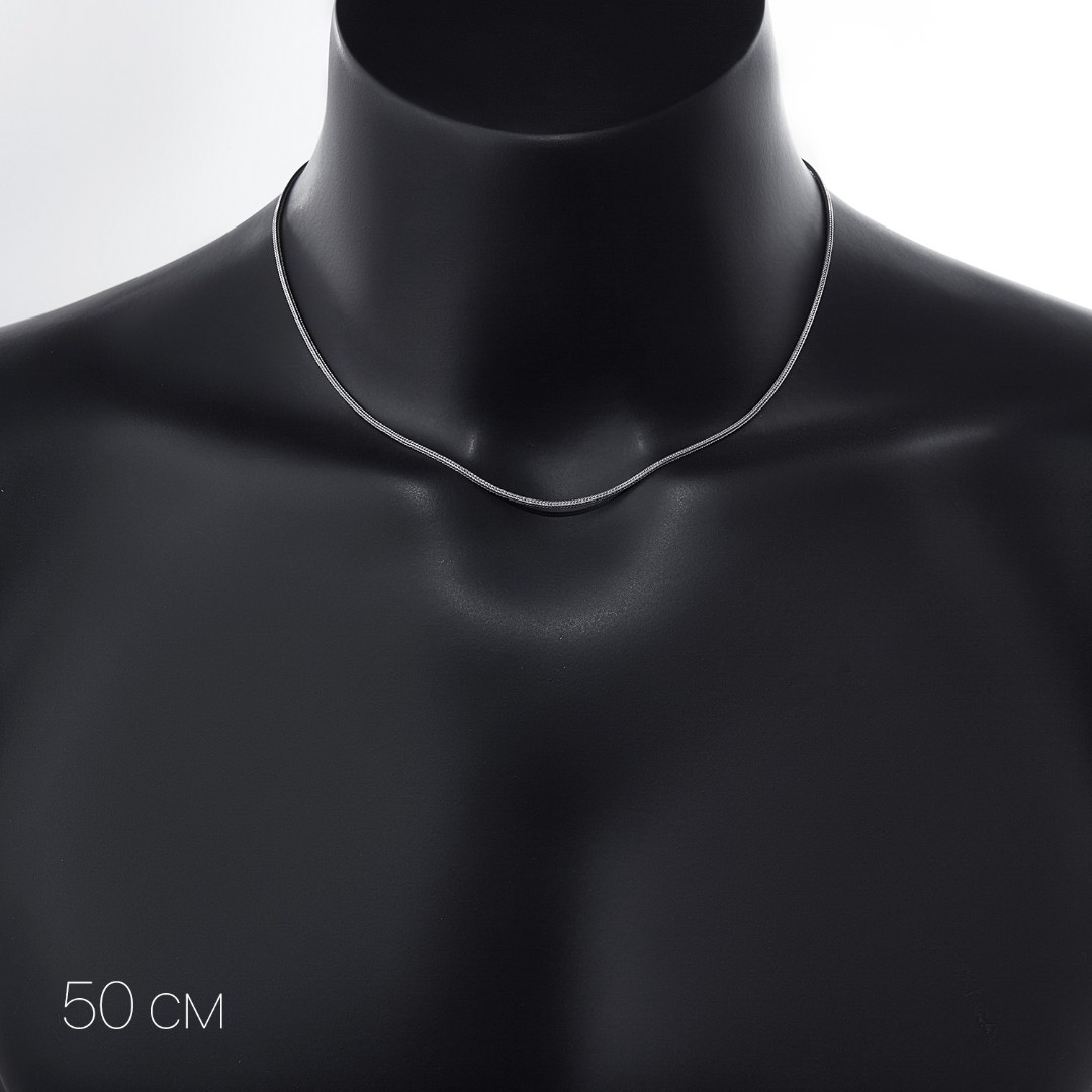 Серебряная цепочка, плетение квадратный снейк, покрытие родием, ширина 1,5 мм Цепочка на шею,Серебро,с замком Карабинный,ИНДИЯ