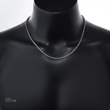 Серебряная цепочка, плетение якорное, покрытие родием, ширина 3 мм