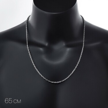 Серебряная цепочка, плетение якорное, покрытие родием, ширина 3 мм