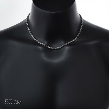 Серебряная цепочка, плетение якорное, покрытие родием, ширина 4 мм