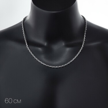 Серебряная цепочка, плетение якорное, покрытие родием, ширина 4 мм