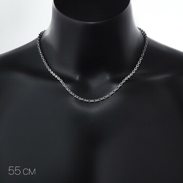 Серебряная цепочка, плетение якорное, покрытие родием, ширина 3.5 мм