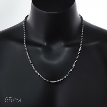 Серебряная цепочка, плетение якорное, покрытие родием, ширина 3.5 мм