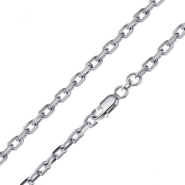 Серебряная цепочка, плетение якорное, покрытие родием, ширина 3.5 мм