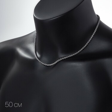 Серебряная цепь, плетение Бельцер, родий, ширина 3.5 мм