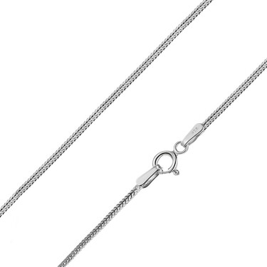 Серебряная цепочка, плетение шнурок, покрытие родием, ширина 1,5 мм