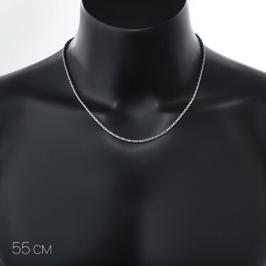 Серебряная цепочка, плетение якорное , покрытие родием, ширина 2,5 мм