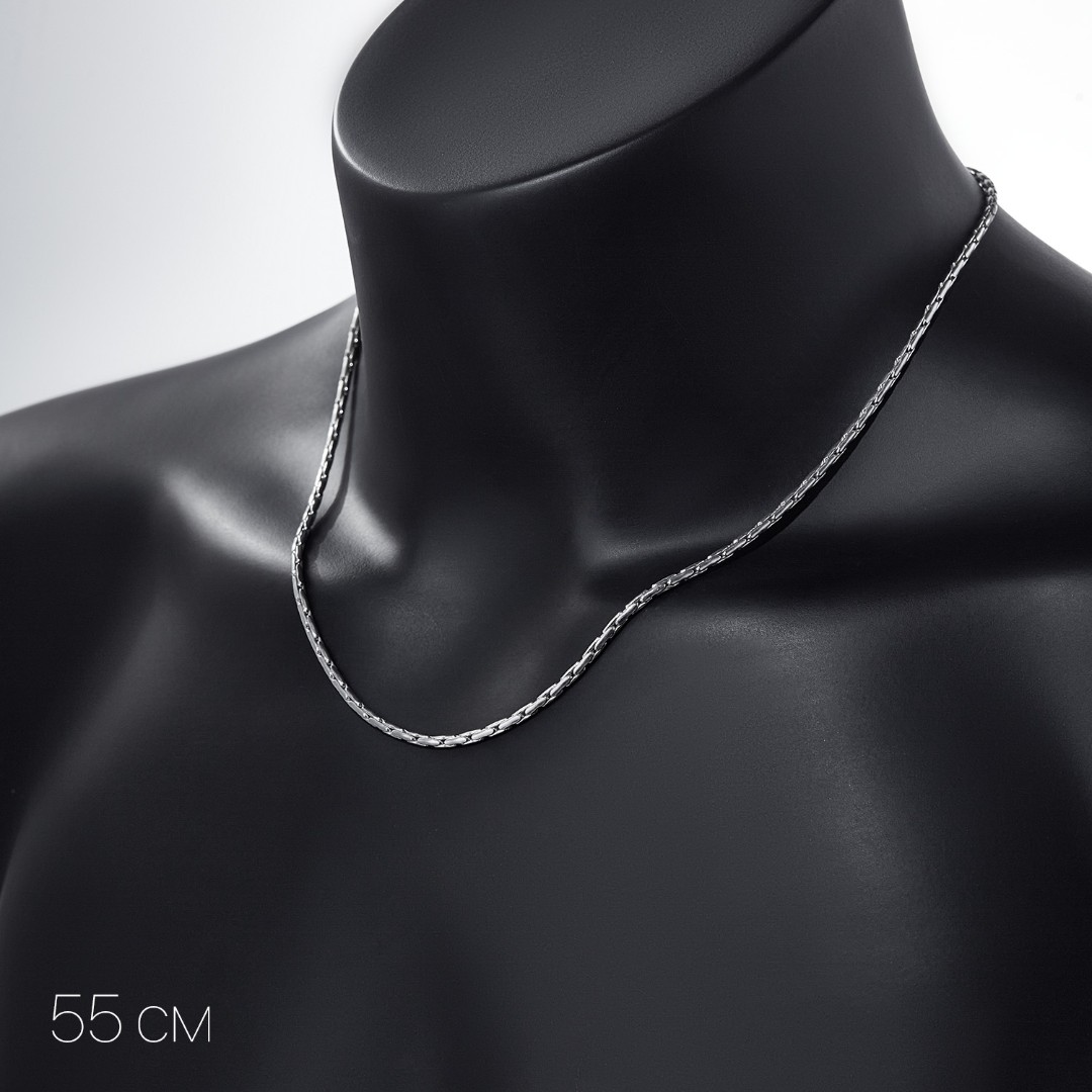 Серебряная цепочка, плетение якорное , покрытие родием, ширина 2,5 мм Цепочка на шею,Серебро,с замком Карабинный,ИНДИЯ